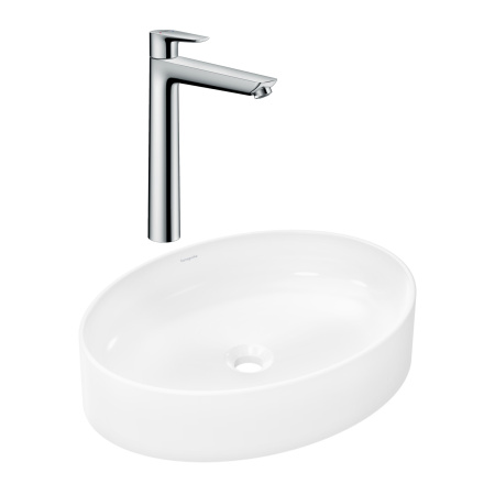 Готовый набор для раковины hansgrohe Xuniva D накладной со смесителем Talis E 240 HG-PR252, белый/хром