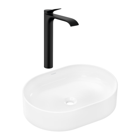 Готовый набор для раковины hansgrohe Xuniva U накладной со смесителем Vivenis 250 HG-PR254, белый/матовый черный