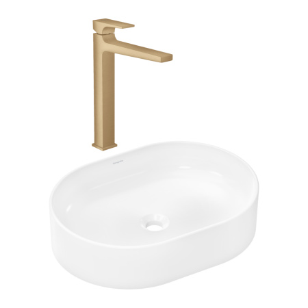 Готовый набор для раковины hansgrohe Xuniva U накладной со смесителем Metropol 260 HG-PR259, белый/шлифованная бронза