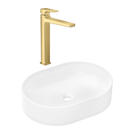 Готовый набор для раковины hansgrohe Xuniva U накладной со смесителем Metropol 260 HG-PR260, белый/полированное золото