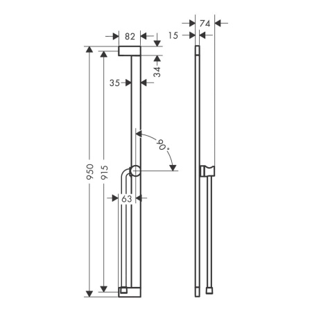 Душевая штанга hansgrohe Unica S Puro 900 мм со слайдером и шлангом Isiflex 1600 мм 24405670, матовый черный