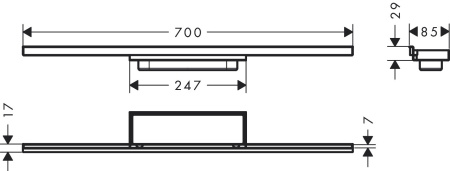 Внешняя часть трапа для душа hansgrohe RainDrain Minimalistic, 70 см, с регулировкой по высоте 56219000, хром