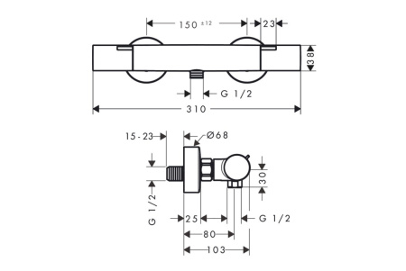 Термостат для душа hansgrohe Ecostat Fine, 13324670, матовый черный