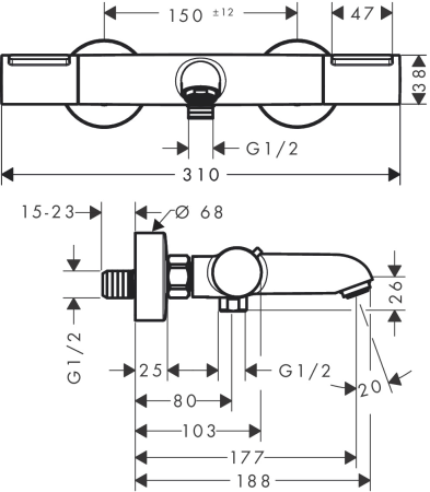 Термостат для ванны hansgrohe Ecostat Element, 13347000, хром