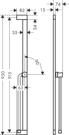 Душевая штанга hansgrohe Unica S Puro 900 мм со слайдером и шлангом Isiflex 1600 мм 24405000, хром