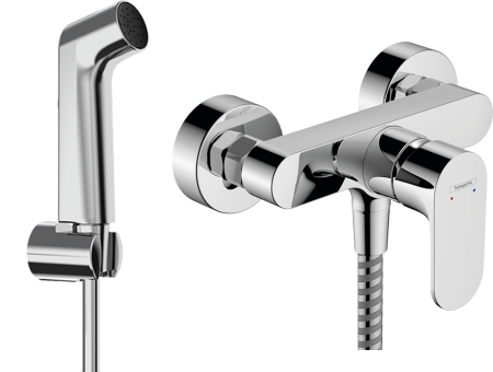 Готовый набор для гигиенический душа hansgrohe со смесителем Rebris S, гигиеническим душем и шлангом 125 см, HG-PR271, хром