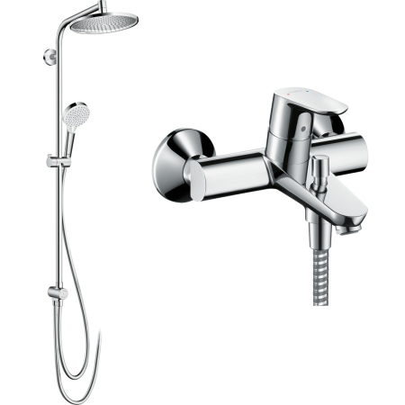 Готовый набор для ванны hansgrohe со смесителем Focus и душевой системой Crometta S 240, HG-PR273, хром