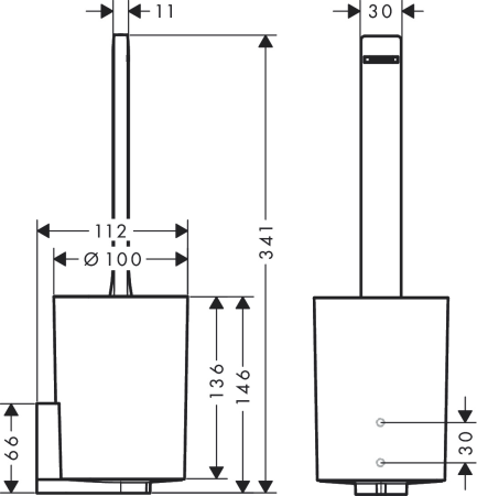 Туалетный ершик hansgrohe WallStoris с настенным держателем 27927670, матовый черный