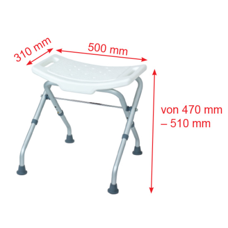 Складной табурет в ванную RIDDER Assistent с регулируемой высотой, А0050301, белый/матовый хром