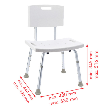 Стул в ванную RIDDER Assistent с регулируемой высотой, А00602101, белый/матовый хром