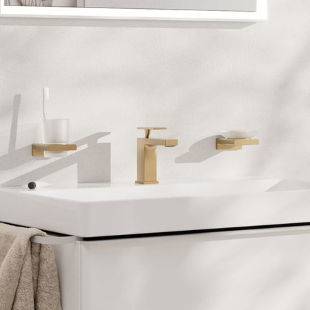 Смеситель для раковины hansgrohe Tecturis E 80, CoolStart, EcoSmart+, 73001140, шлифованная бронза