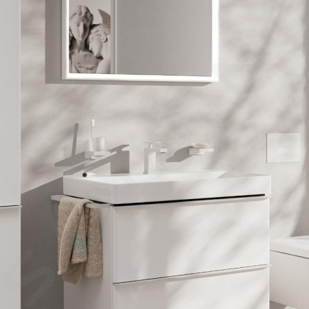 Смеситель для раковины hansgrohe Tecturis E 80, EcoSmart+, с донным клапаном, 73002700, матовый белый