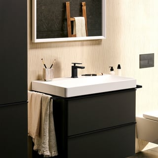 Смеситель для раковины hansgrohe Tecturis E 80, EcoSmart+, с донным клапаном, 73002670, матовый черный