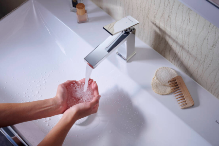 Смеситель для раковины hansgrohe Tecturis E 110, EcoSmart+, 73011000, хром