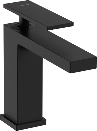 Смеситель для раковины hansgrohe Tecturis E 110 CoolStart, EcoSmart+, с донным клапаном, 73014670, матовый черный