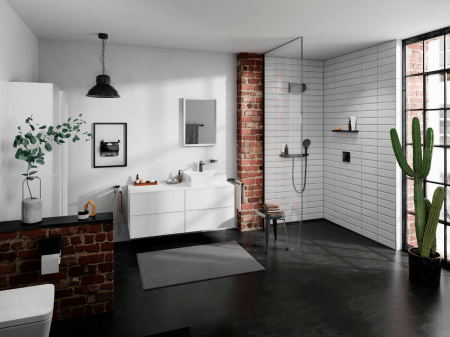 Смеситель для раковины hansgrohe Tecturis E 110 CoolStart, EcoSmart+, с донным клапаном, 73014670, матовый черный