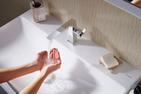 Смеситель для раковины hansgrohe Tecturis E 110 Fine CoolStart, EcoSmart+, 73021000, хром