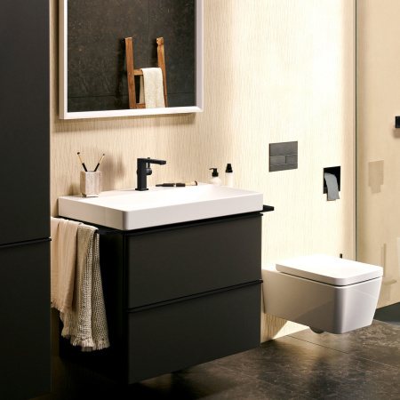 Смеситель для раковины hansgrohe Tecturis E 110 Fine CoolStart, EcoSmart+, с донным клапаном Push-Open, 73020670, матовый черный