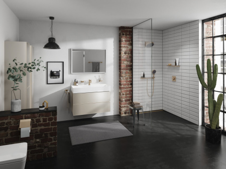 Смеситель для раковины hansgrohe Tecturis E 110 Fine CoolStart, EcoSmart+, 73021140, шлифованная бронза