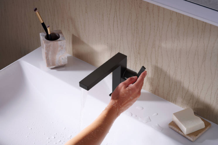 Смеситель для раковины hansgrohe Tecturis E 110 Fine CoolStart, EcoSmart+, 73021670, матовый черный