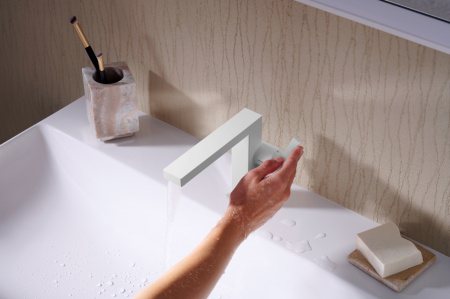 Смеситель для раковины hansgrohe Tecturis E 110 Fine CoolStart, EcoSmart+, 73021700, матовый белый