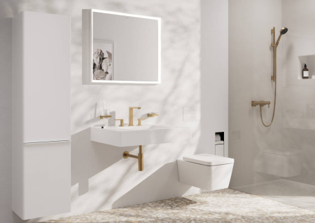 Смеситель для раковины hansgrohe Tecturis E 150 EcoSmart+, с донным клапаном Push-Open, 73030140, шлифованная бронза