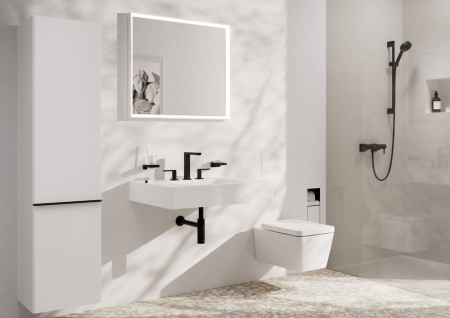 Смеситель для раковины hansgrohe Tecturis E 150 EcoSmart+, с донным клапаном Push-Open, 73030670, матовый черный