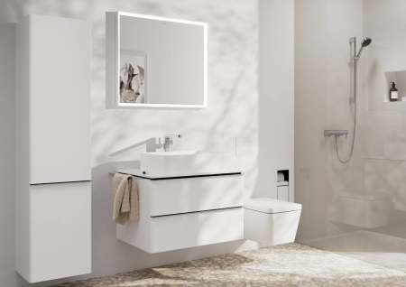 Смеситель для раковины hansgrohe Tecturis E 240 Fine CoolStart, EcoSmart+, с донным клапаном Push-Open, 73070000, хром