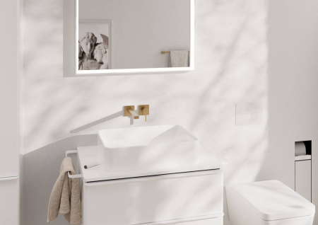 Внешняя часть смесителя для раковины hansgrohe Tecturis E скрытого монтажа, EcoSmart+, 73051140, шлифованная бронза