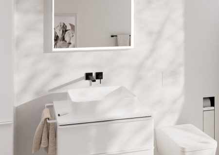 Внешняя часть смесителя для раковины hansgrohe Tecturis E скрытого монтажа, EcoSmart+, 73051670, матовый черный