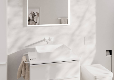 Внешняя часть смесителя для раковины hansgrohe Tecturis E скрытого монтажа, EcoSmart+, 73051700, матовый белый