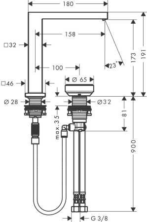 Смеситель для раковины hansgrohe Tecturis E 150 CoolStart EcoSmart+, с донным клапаном, 73053700, матовый белый