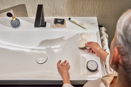 Смеситель для раковины hansgrohe Tecturis E 150 CoolStart EcoSmart+, с донным клапаном, 73053670, матовый черный