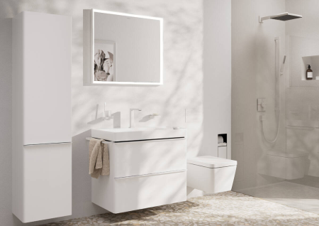 Смеситель для раковины hansgrohe Tecturis E 150 CoolStart EcoSmart+, с донным клапаном, 73053700, матовый белый