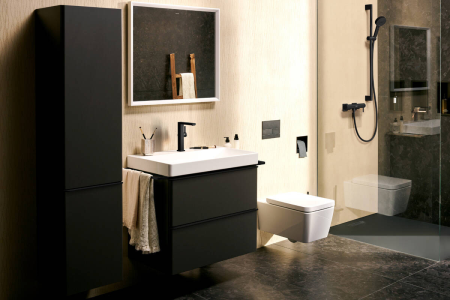 Смеситель для раковины hansgrohe Tecturis E 210 Fine, EcoSmart+, cо сливным гарнитуром Push-Open, 73060670, матовый черный