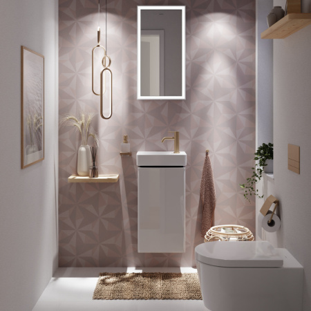Cмеситель для раковины hansgrohe Tecturis S 80 CoolStart EcoSmart+, 73301140, шлифованная бронза
