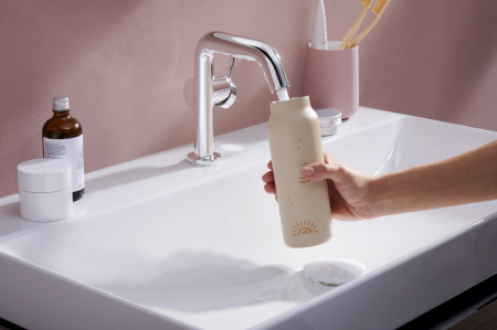 Смеситель для раковины hansgrohe Tecturis S 110 Fine CoolStart, EcoSmart+, с донным клапаном Push-Open, 73320000, хром