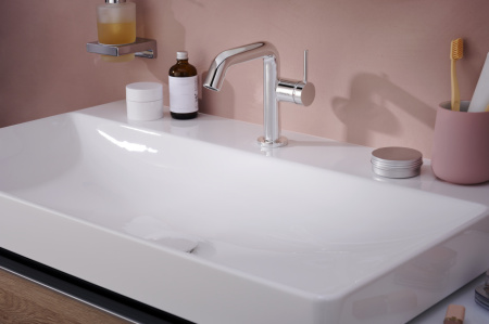 Смеситель для раковины hansgrohe Tecturis S 110 Fine CoolStart, EcoSmart+, с донным клапаном Push-Open, 73320000, хром