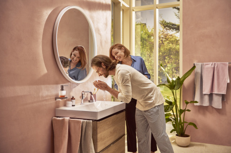 Смеситель для раковины hansgrohe Tecturis S 110 Fine CoolStart, EcoSmart+, с донным клапаном Push-Open, 73320000, хром