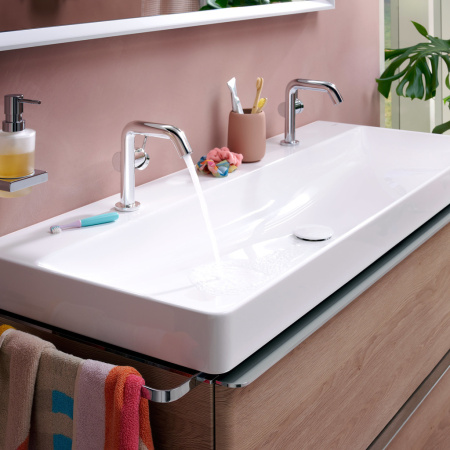 Смеситель для раковины hansgrohe Tecturis S 110 Fine CoolStart, EcoSmart+, с донным клапаном Push-Open, 73320000, хром