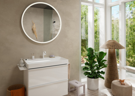 Смеситель для раковины hansgrohe Tecturis S 110 Fine CoolStart, EcoSmart+, с донным клапаном Push-Open, 73320700, матовый белый