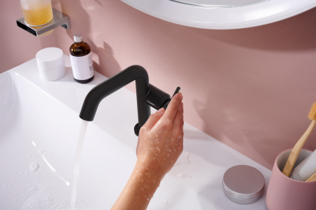 Смеситель для раковины hansgrohe Tecturis S 110 Fine CoolStart, EcoSmart+, 73321670, матовый черный
