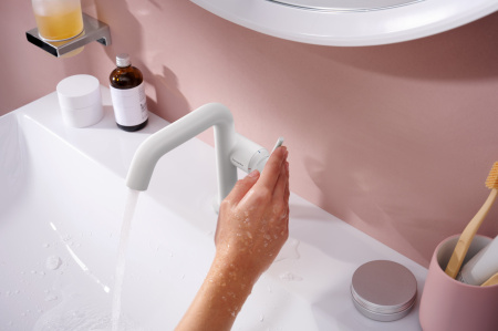 Смеситель для раковины hansgrohe Tecturis S 110 Fine CoolStart, EcoSmart+, 73321700, матовый белый