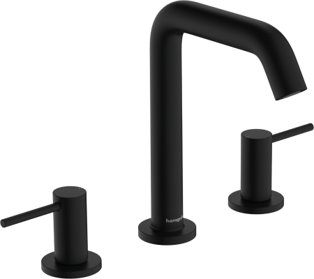 Смеситель для раковины hansgrohe Tecturis S 150 EcoSmart+, со сливным клапаном Push-Open, 73330670, матовый черный