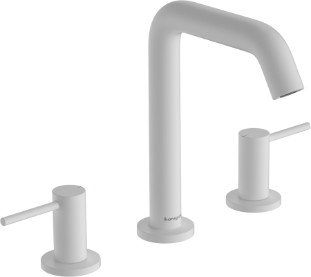 Смеситель для раковины hansgrohe Tecturis S 150 EcoSmart+, со сливным клапаном Push-Open, 73330700, матовый белый