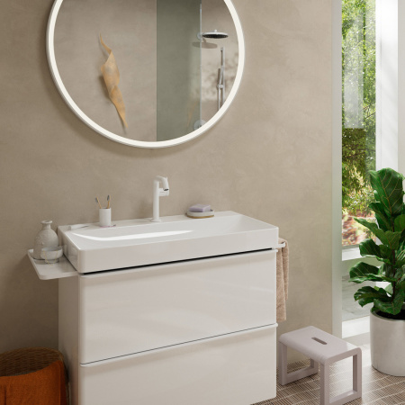 Смеситель для раковины hansgrohe Tecturis S 150 Fine CoolStart, EcoSmart+, со сливным клапаном Push-Open, 73340700, матовый белый