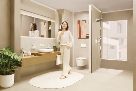Внешняя часть смесителя для раковины hansgrohe Tecturis S скрытого монтажа, EcoSmart+, 73350700, матовый белый