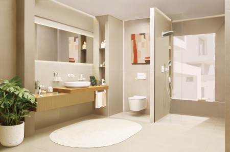 Внешняя часть смесителя для раковины hansgrohe Tecturis S скрытого монтажа, EcoSmart+, 73350700, матовый белый