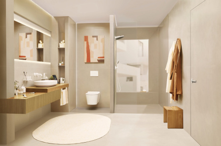 Внешняя часть смесителя для раковины hansgrohe Tecturis S скрытого монтажа, EcoSmart+, 73350700, матовый белый