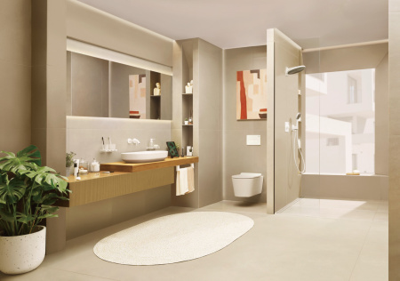 Внешняя часть смесителя для раковины hansgrohe Tecturis S скрытого монтажа, EcoSmart+, 73350700, матовый белый